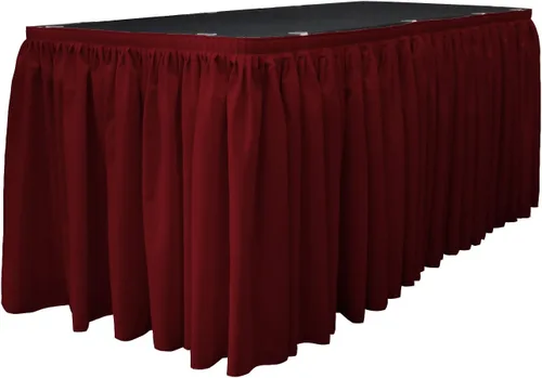 Vista 51 de LA Linen Falda de mesa de popelina de poliéster para mesas rectangulares, tela plisada para banquetes de boda, 14 pies por 29 pulgadas de largo