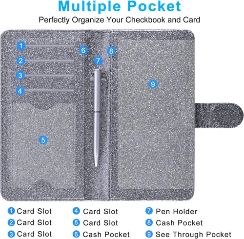 Vista 4 de ACdream Checkbook Cover, Leather RFID Blocking Check Book Wallet