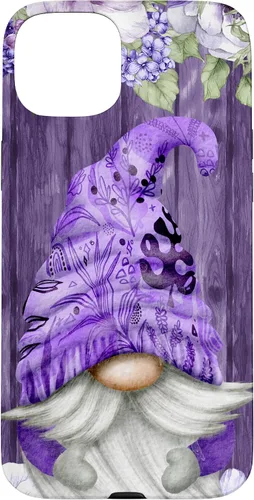 Vista 9 de Cute Purple Aesthetic Anemones Flower Pattern Lavender Gnome Case for iPhone 17