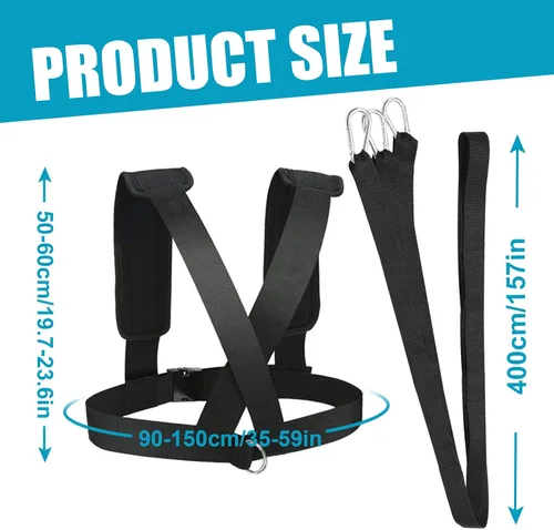 Vista 2 de YNXing Arnés de trineo Entrenador de Resistencia y Asistencia Entrenador de Resistencia de Entrenamiento Físico Kit de Cuerda de Resistencia Mejora