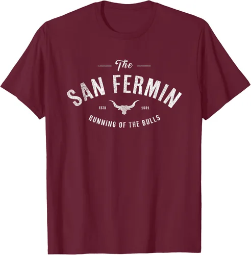 Vista 16 de The Running of the Bulls" - Pamplona Gift - Camiseta San Fermin, Rojo, S Asfalto