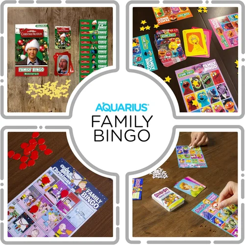 Vista 4 de Juego de bingo familiar de vacaciones navideñas Aquarius - Divertido juego de fiesta familiar para niños, adolescentes y adultos - Entretenido