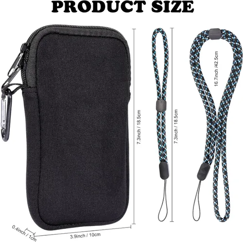 Vista 6 de Pwsap Calcetín para teléfono, bolsa de neopreno universal resistente a golpes e impactos con mosquetón y correa de cordón, funda para senderismo