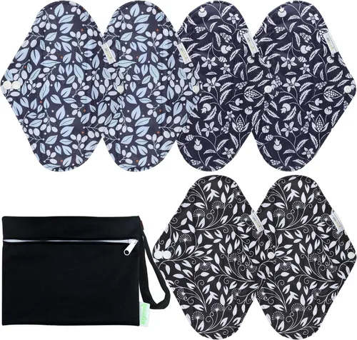 Vista 21 de wegreeco Almohadillas menstruales reutilizables de carbón – Almohadillas sanitarias reutilizables Forros de bragas reutilizables Almohadilla