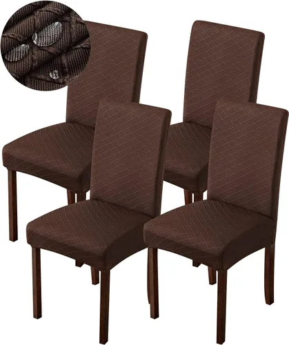 Vista 9 de Genina Fundas impermeables para sillas de comedor, fundas para sillas Parsons de cocina, fundas para sillas Parsons (beige, 2 piezas)
