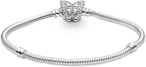 Vista 2 de PANDORA Moments - Pulsera de cadena de serpiente con cierre de mariposa