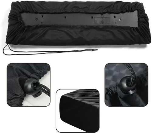 Vista 4 de Cubierta antipolvo para teclado de piano de 61 teclas, tela elástica de elastano con bloqueo de cable ABS, protector universal a prueba de polvo