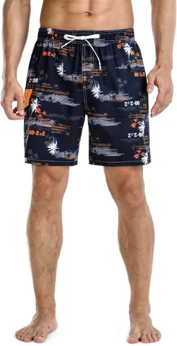 Vista 2 de Nonwe Shorts de baño suaves de secado rápido para hombre, ajuste relajado, con dibujo