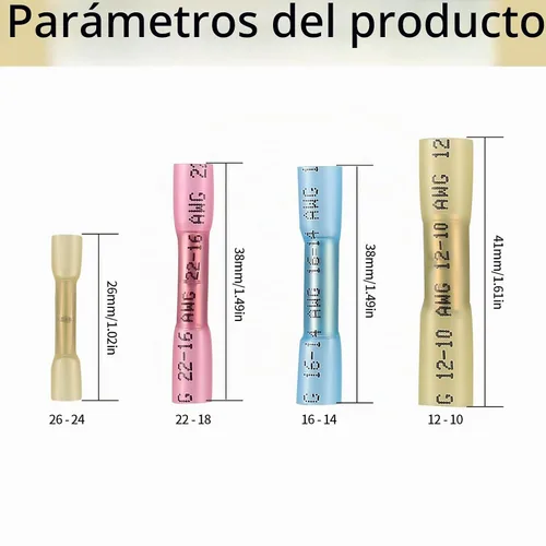 Vista 2 de Kit de 130 conectores a tope termorretráctiles, kit de conectores de cable eléctrico de empalme a tope de 10-26 AWG, terminales de crimpado