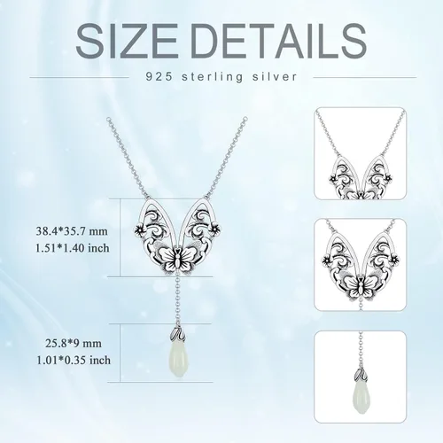 Vista 5 de Animal Flower Necklace for Women Mom Sterling Silver Enamel Jade Necklace Birthday Valentine's Day Mother's Day Gifts
