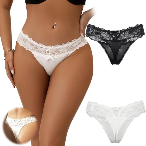 Vista 62 de ohyeah Tangas sexy de encaje tangas bragas de tiro bajo ropa interior para mujer de algodón entrepierna braga tangas bragas 4-18