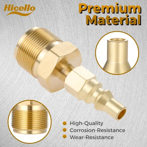 Vista 4 de 2 enchufes de conexión rápida de 1/4 pulgadas con rosca macho de 1 "-20UNEF Adaptador regulador de propano de 1 libra, conector de propano de latón