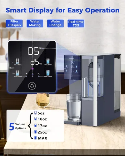 Vista 7 de Sistema de filtro de agua de 7 etapas por ósmosis inversa de mostrador, 528 galones de filtración de agua RO con jarra portátil, NSF/ANSI