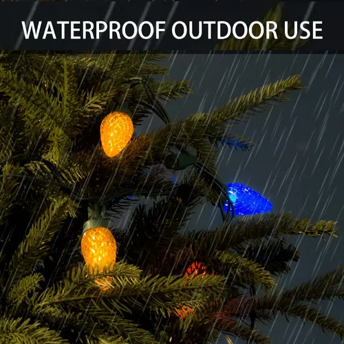 Vista 7 de PABIPABI C9 Outdoor Christmas Lights 2 Pack 31ft 50 LED String Lights Connectable Commercial Grade Outdoor Indoor Xmas Decorative Light Strand for