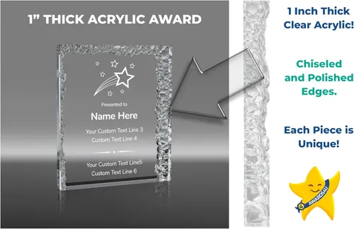 Vista 4 de Trofeo grabado personalizado Premios acrílicos personalizados con grabado Estrella brillante Más allá Marcar la diferencia Jubilación