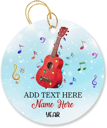 Vista 24 de Adorno de Navidad personalizado de acordeonista que toca acordeón, nombre personalizado y año, adorno de Navidad para acordeonista, instrumento