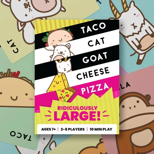 Vista 8 de Taco Cat Goat Cheese Pizza Edición Ridículamente Grande Edición Ultra Divertida Juego de Cartas Sobredimensionado para Noche de Juegos Familiares