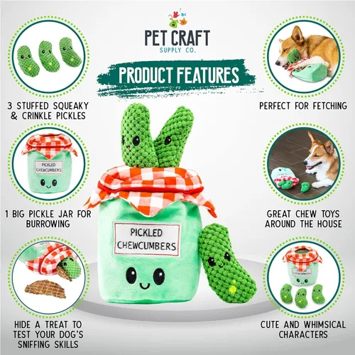 Vista 7 de Pet Craft Supply Juguete de peluche para perros, esconde y busca, chirriante, crujiente, interactivo, actividad, rompecabezas, masticable, busca