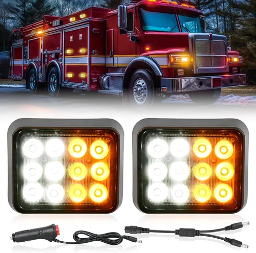 Vista 21 de Nilight Luces estroboscópicas magnéticas inalámbricas, 2 unidades, 12 luces LED ámbar de advertencia de emergencia, 18 patrones de destello