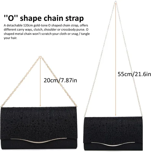 Vista 5 de Bolsos de noche para mujer, con lentejuelas y purpurina para mujer, bolso de mano brillante, bolso formal para boda, fiesta, baile de graduación
