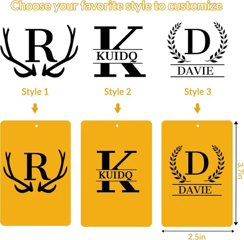 Vista 3 de Ambientador de aire personalizado con foto para automóvil, ambientador de doble cara personalizado para automóvil, ambientador de olor con texto