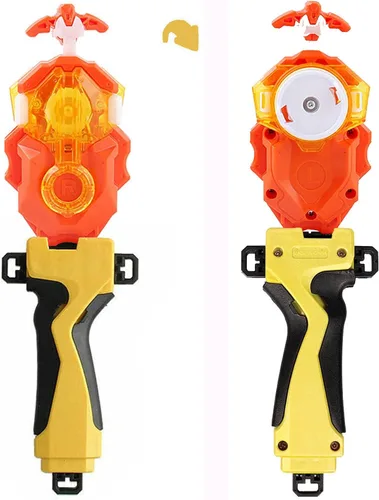Vista 7 de DYT Battling Tops Burst B-184 Bey Launcher LR Left Right Spin DB Layer System, B-11 Grip Metal Fusion Starter String Strong Spinning Top Toys Naranja
