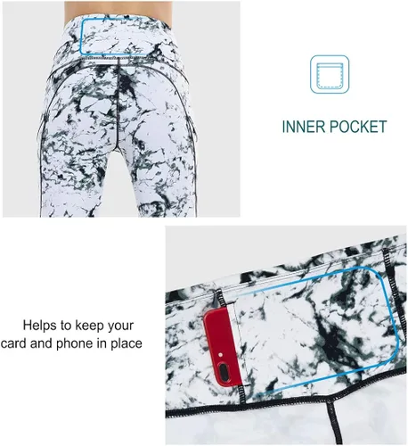 Vista 6 de THE GYM PEOPLE - Pantalones deportivos de yoga gruesos de tiro alto para mujer, con bolsillos y control de abdomen, leggings para entrenar y correr