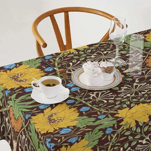 Vista 127 de Mantel Floral Retro de Pájaros, Diseño Original Bohemio William Morris Estampado Cubierta de Mesa para Hogar Picnic Fiesta Comedor Cocina William