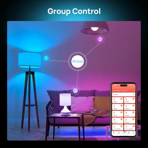 Vista 9 de Consciot Bombillas inteligentes con control remoto, bombilla LED que funciona con Alexa y Google Home, bombilla que cambia de color, bombillas A19