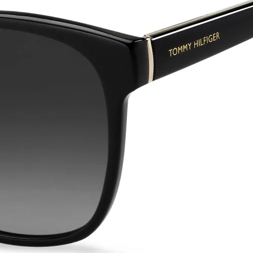 Vista 3 de Tommy Hilfiger Gafas de sol para mujer, estilo TH 1811S cuadrado, negro, 2.165in, 0.669in, Negro