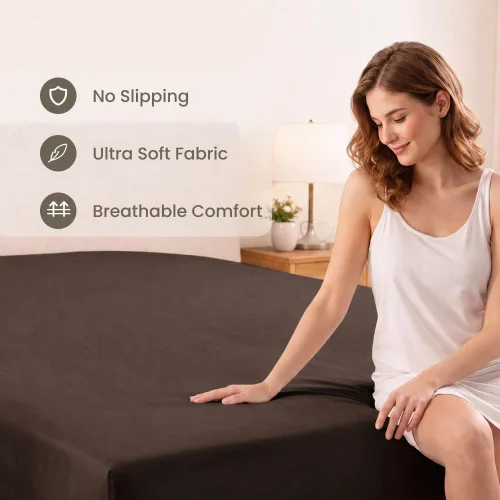 Vista 150 de Sábana bajera ajustable de lujo suave de 600 hilos, 100% algodón egipcio, sábana bajera ajustable individual con elástico alrededor, se adapta a