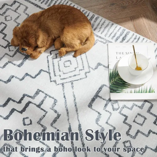 Vista 246 de jinchan Alfombra marroquí de pasillo 2x6 - Alfombra de pasillo lavable a máquina para cocina, alfombra moderna geométrica suave de pelo bajo