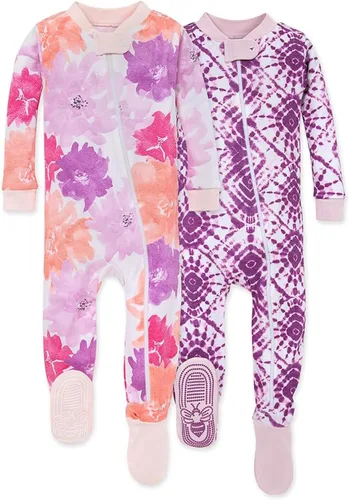 Vista 82 de Burt's Bees Baby Pijama para bebé niña, 100% algodón orgánico, pijama de una pieza, overol diagonal con cremallera, ajuste cómodo