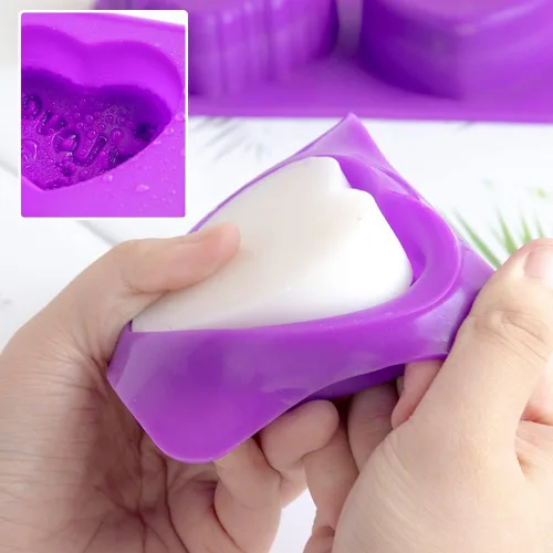 Vista 6 de Molde de silicona para jabón de corazón de rosa, molde de silicona con forma de amor en 3D, molde de fondant, pastel hecho a mano, chocolate