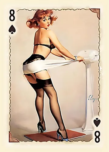 Vista 4 de Naipes vintage para chicas Pin-Up Póker de 54 cartas y baraja de puente con arte clásico de los años 40 a 50