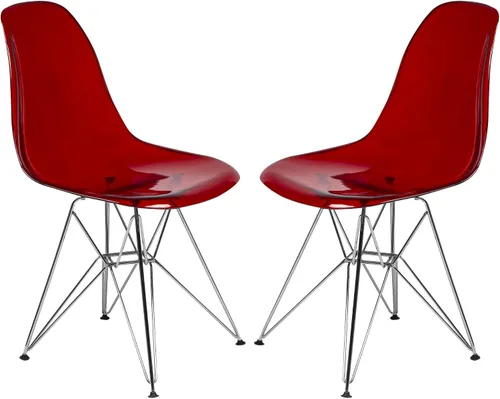 Vista 14 de LeisureMod Cresco - Comedor acrílico, base Eiffel cromada moderna y diseño de respaldo curvo, silla auxiliar ergonómica y ligera para el hogar