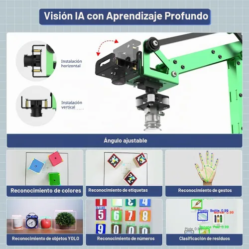 Vista 2 de LewanSoul JetMax - Brazo robótico para Jetson Nano AI Vision ROS Open Source programable Robot Arm Kit con 4 tipos de sensores de cámara de agarre