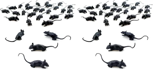 Vista 5 de SaktopDeco 25 ratas falsas de plástico negro para fiesta de broma