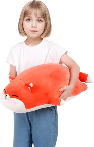 Vista 4 de FFxiong Peluche de zorro grande de 22 pulgadas, bonita almohada suave para el cuerpo, regalo para niños, niñas, niños, San Valentín, cumpleaños