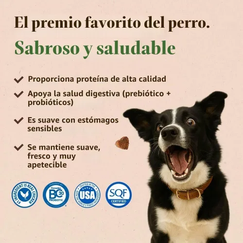 Vista 2 de Get Naked Biteables - Golosinas suaves diarias para perros para la salud digestiva, hechas con harina de pollo real y arroz para una fácil