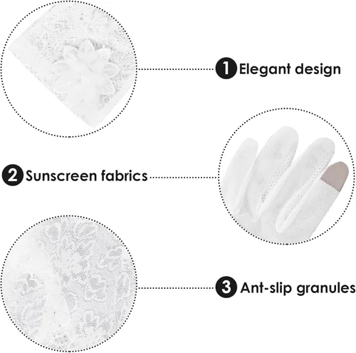 Vista 3 de Guantes florales de encaje para mujer, guantes de fiesta de té, novia y boda para ópera, graduación, Halloween y cosplay