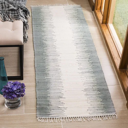 Vista 9 de Alfombra de algodón tejido a mano, color azul. Colección Montauk MTK751A, de Safavieh, Algodón, Azul