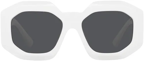 Vista 2 de Versace Gafas de sol para mujer, montura negra, lentes gris oscuro, 2.205 in Blanco