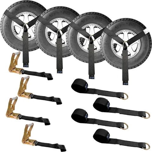 Vista 33 de Mega Cargo Control Correas de Amarre para Automóvil, Paquete de 4 Hebillas de Cola de Cadena de Trinquete G70, Estilo Lazo para Remolques