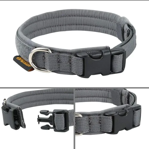 Vista 3 de Collar de perro de tamaño S para cachorros, correa elástica ajustable de nailon para perro, correa táctica para perros con asa