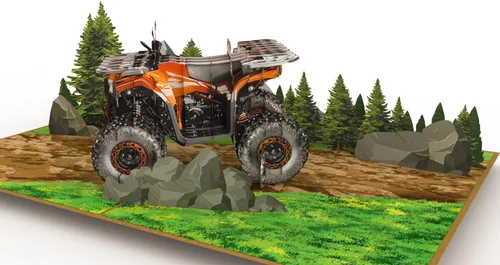 Vista 2 de PopLife Tarjeta desplegable 3D de ATV Quad Bike – Cumpleaños, Día del Padre, graduación, aniversario, jubilación, felicitaciones – Tarjeta