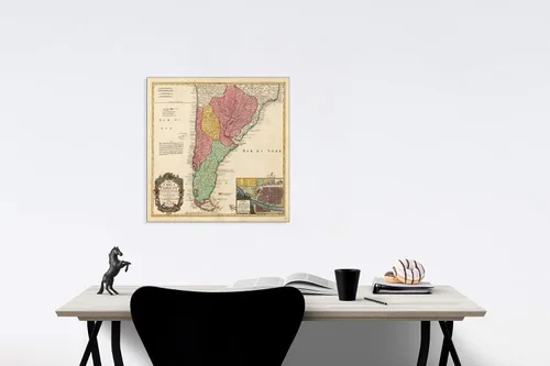 Vista 3 de Mapa histórico - Typus Geographicus Chili, Paraguay Freti Magellanici ex PPbg Alfonso d'Ovalle & Nicol. / Porción Sur de Sudamérica, Santiago