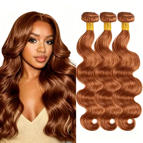 Vista 27 de P4613 Cabello humano rizado onda profunda marrón y paquetes mixtos 8 10 12 P4613 Ombre Marrón-Rubio-DP