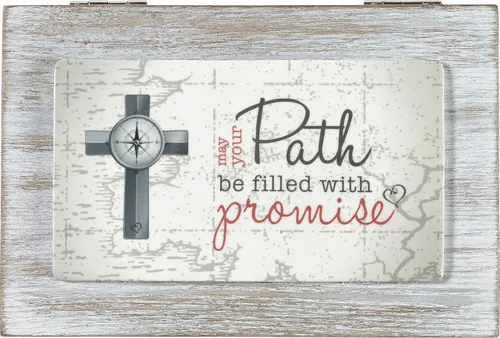 Vista 2 de Precious Moments 192105 May Your Path Be Filled with Promise Caja de música de madera y resina