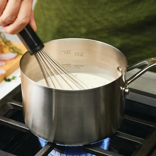 Vista 11 de KitchenAid - Sartén de acero inoxidable de inducción con tapa, olla de 2 cuartos de galón Brushed Stainless Steel, 2qt Saucepan with Lid, Small